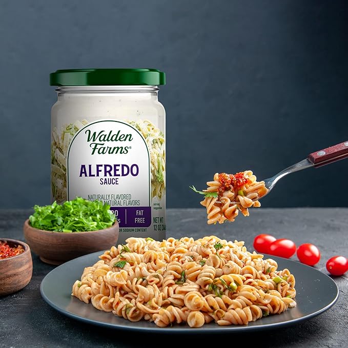 Walden Farms Alfredo Sauce – Zero Calorie, Sugar Free, Keto & No Carb Creamy Italian-Style Pasta Sauce – 2-Pack, 12 oz Bottles