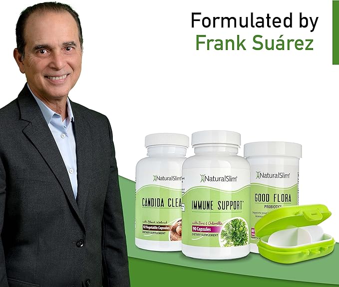 NaturalSlim Candida Cleanse Support Supplements Bundle - Candiseptic Kit Anti Overgrowth, Gut & Colon Cleansing Capsules - Formulated by Frank Suarez (1 Pack)