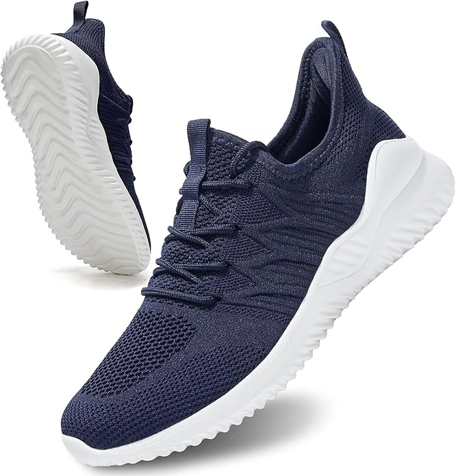 Mens Slip On Running Shoes Athletic Walking Trainers Lightweight Breathable Mesh Tennis Sneakers
