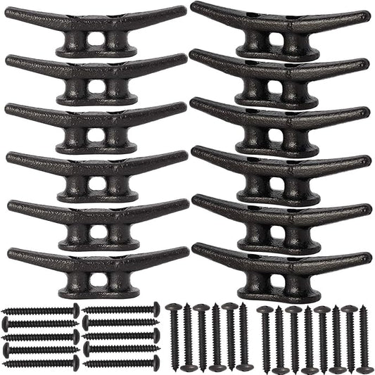 4 inch Dock Cleats 4/6/8/12/16/20/24 Pack,Boat Dock Cleats Rope Cleat Marine Cleats Iron Boat Cleats with Hardware ldeal for Deck,Nautical Decor,Cleats for Boat Dock,Boat Tie Down Cleats