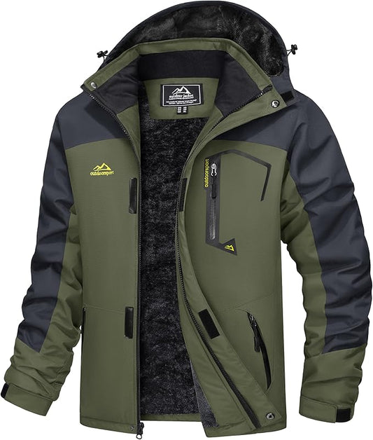 MAGCOMSEN Men's Winter Coats Water Resistant Ski Snow Jacket Warm Fleece Jacket Parka Raincoats With Multi-Pockets