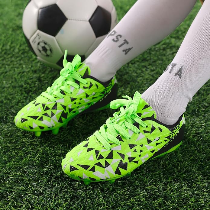 DREAM PAIRS Boys Girls Soccer Cleats Youth Firm Groud Athletic Outdoor Trainning Football Shoes for Little/Big Kid