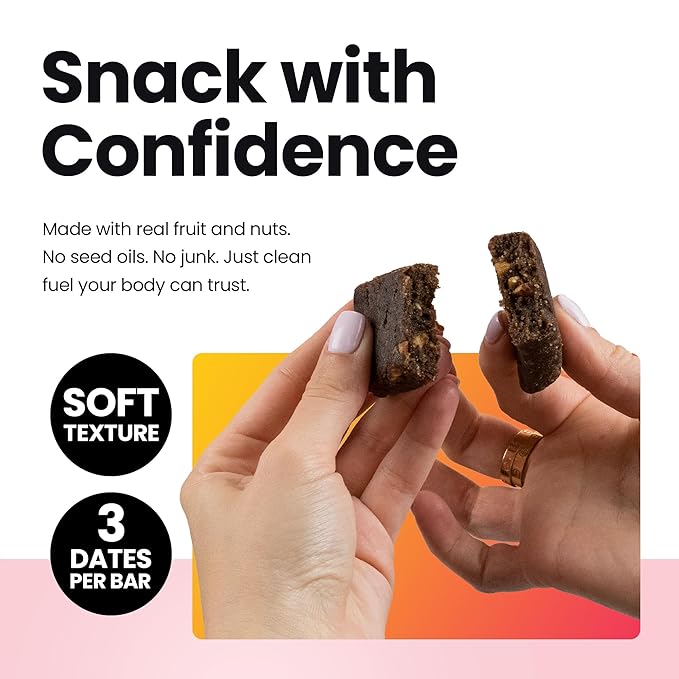 Bahamii Chocolate Almond Nut & Date Bars, 12 Pack, Gluten Free & 0g Added Sugar Low Calorie Snacks, Delicious Snack Bar with Almonds, Dates, Organic Cocoa, Vanilla, Sea Salt, Diabetic Snacks
