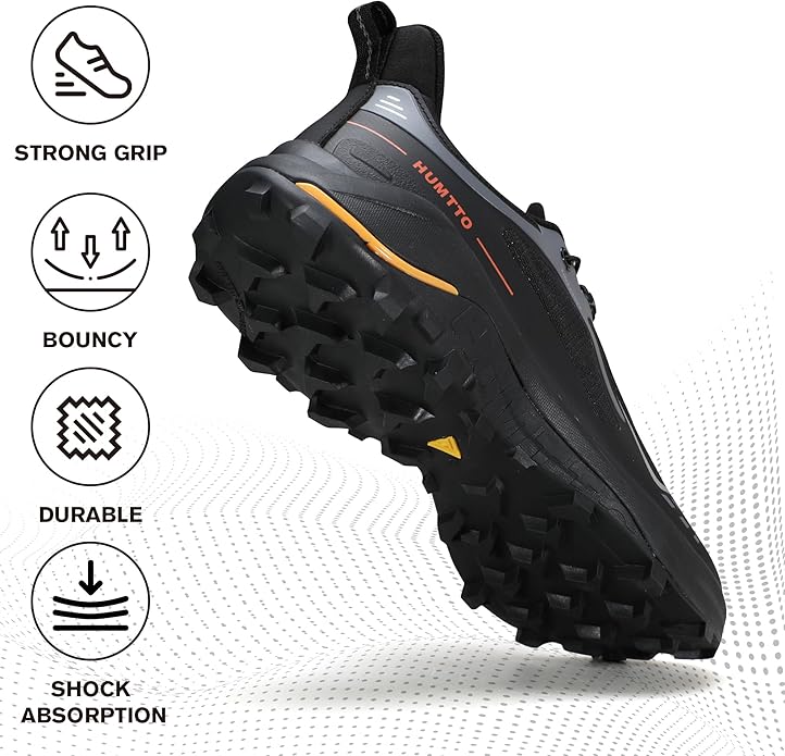 HUMTTO Men's Quick Laces Hiking Sneaker Lightweight Breathable Walking Outdoors Trail Running Shoes