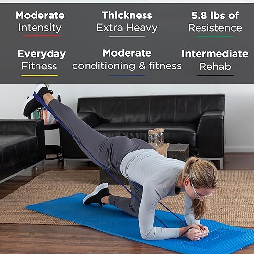 THERABAND Resistance Bands Set, Professional Elastic Band For Upper & Lower Body Exercise, Strength Training without Weights, Physical Therapy, & Pilates, Blue & Black & Silver, Advanced