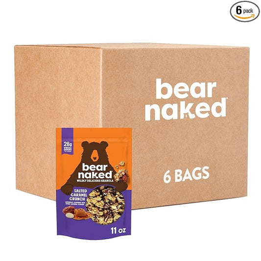 Bear Naked Granola Cereal, Whole Grain Granola, On-the-Go Snacks, Salted Caramel Crunch (6 Bags)