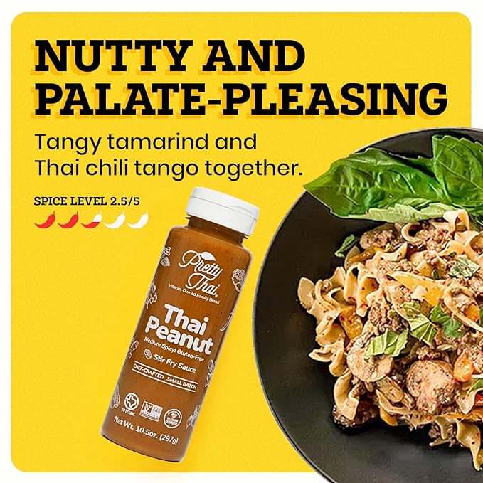 Pretty Thai Peanut Sauce, Gluten Free Certified Non-GMO Vegan Authentic Stir Fry, Dressing, Rice Seasoning, Condiment & Dipping Sauce, 100% Natural (Pack of 2)