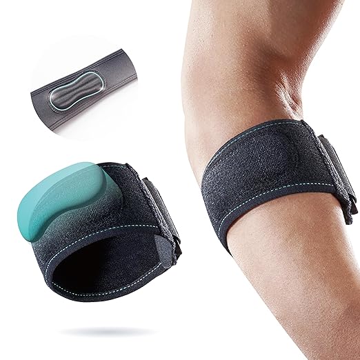 OPPO RE300 Adjustable Tennis Elbow Strap - Breathable Brace for Tennis & Golfers Elbow Pain Relief - Tendonitis Support for Men & Women (Black, One Size, 1-Pack)