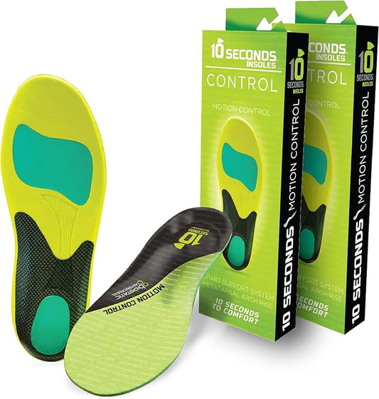 10 Seconds 3210 Motion Control Shoe Insoles, M 12 (2 Pack)