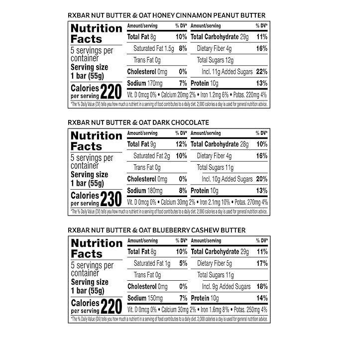 RXBAR Nut Butter and Oat Protein Bars, Snack Bars, Variety Pack (3 boxes, 15 Count)