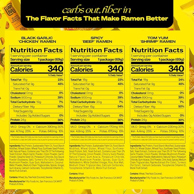 immi Ramen Variety Pack – Bold Flavors, Better Noodles – High Protein, Low Carb, Plant Based – Spicy Beef, Black Garlic Chicken, Tom Yum Shrimp – Keto & Plant-Based Comfort Food