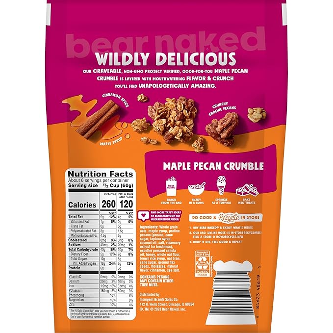 Bear Naked, Granola, Maple Pecan, Non-GMO Project Verified and Kosher Dairy, 4.5lb Case (6 Count)