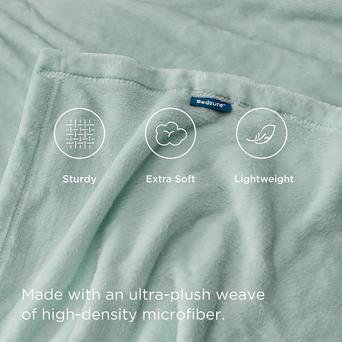 Bedsure Sage Green Fleece Blankets Queen Size - 280GSM Soft Lightweight Plush Cozy Blanket for Bed, Sofa, Couch, Travel, Camping