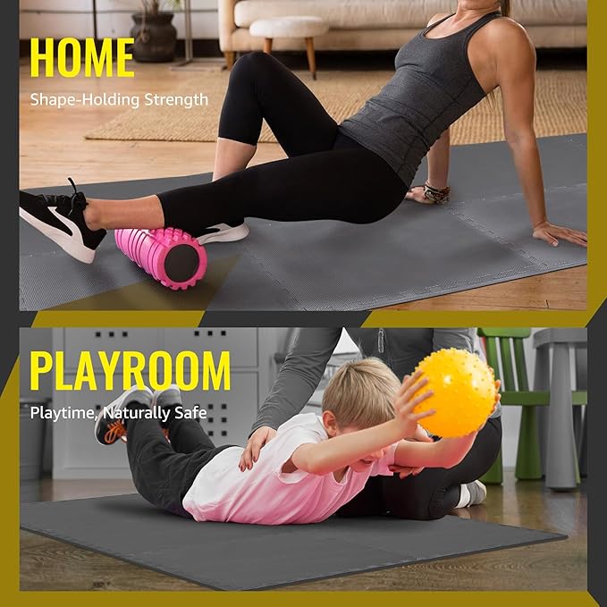 Hulkfit Puzzle Exercise Mat with EVA Foam Mat Interlocking Floor Tiles for Home Gym Mats Flooring for Garage Floor Padding for Kids Exercise Equipment Mats