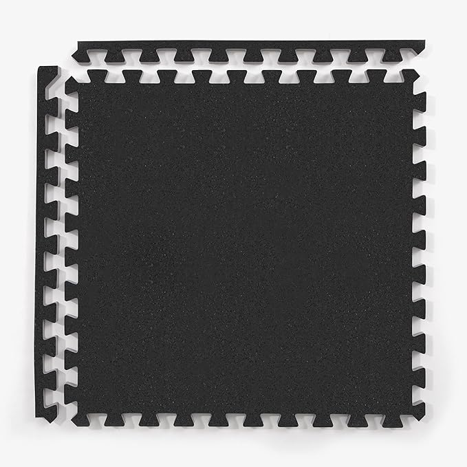 IncStores Impact Foam Rubber Floor Tiles, Interlocking Home Gym Floor Matts for Weight & Workout Equipment Room Padding, 2'x2' Tiles