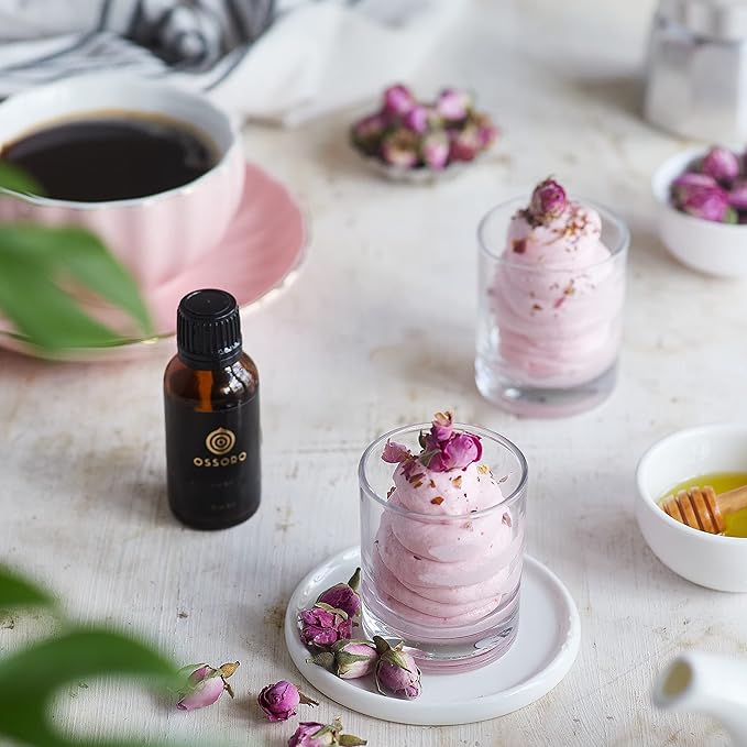 Ossoro Moroccan Rose Flavour Essence Pure Gluten-Free Flavor Essence For Food Flavoring for Baking 1 Fl Oz Bottle Used For Cakes, Ice creams