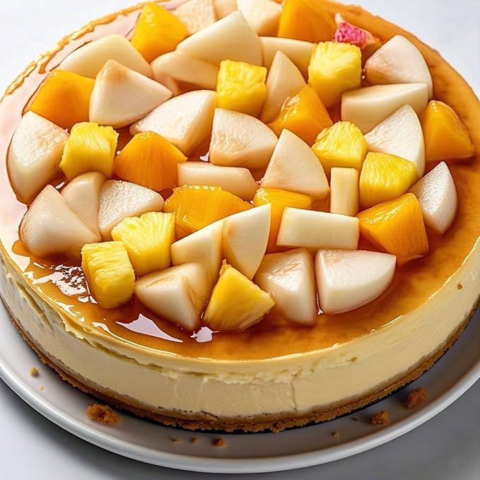 Andy Anand Sugar Free Tropical Fruit Cheesecake 9", Diabetic Friendly, Delicious, Made With Real California Cream Cheese No Added-Sugar, No Preservatives Cheesecake, Perfect for Family Desserts (2 lb)