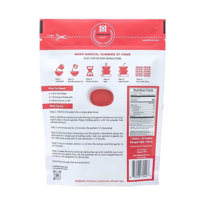 MAGICAL BUTTER Organic Premium Cherry Gummy Mix - Low Calorie Zero Sugar Snacks, Sugar-Free, Healthy Candy for Adults