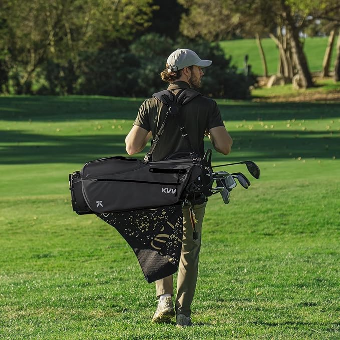 KVV Lightweight Golf Stand Bag with 7 Way Full-Length Dividers, 5 Zippered Pockets, Automatically Adjustable Dual Straps，Elegant Design