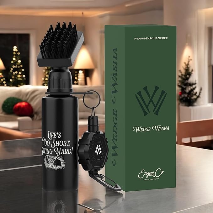 Premium Golf Club Cleaner with Anti-Sag Reel and Integrated Water Bottle - Golf Accessories for Men and Women - Essential Golf Club Brush for Golfer