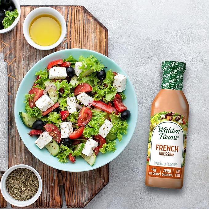 Walden Farms French Dressing – Calorie-Free, Gluten-Free, Low Carb, Keto-Friendly, Sugar-Free, Fat-Free, Dairy-Free Sweet & Tangy French Flavor – 12 oz Bottle