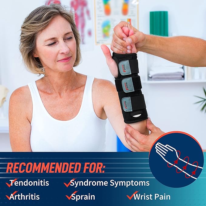 FEATOL Wrist Brace Hand Brace, Carpal Tunnel Wrist Splint Night Support for Women Men, Pain Relief Support -Tendonitis, Arthritis, Sprain, Right Hand, Small/Medium