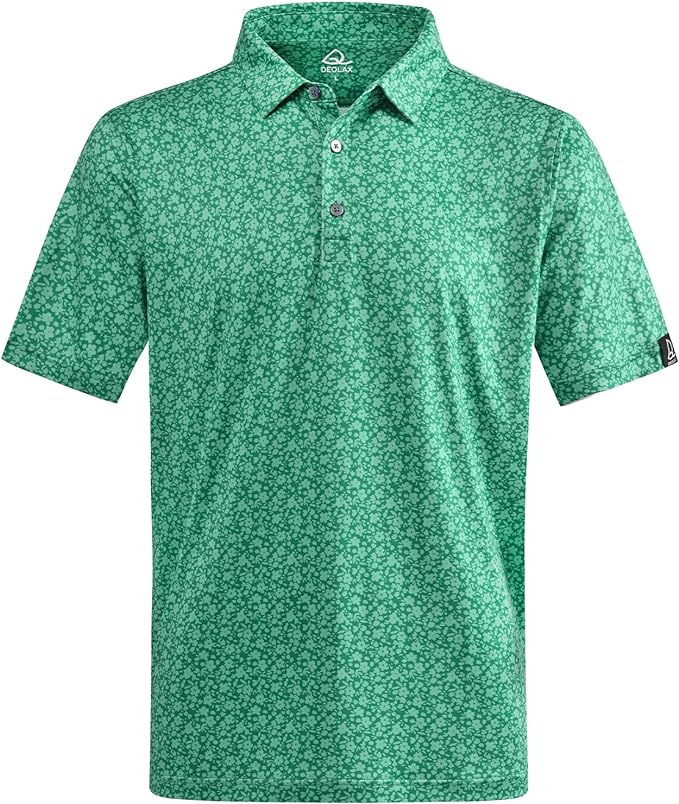 DEOLAX Mens Polo Shirts Fashion Print Mens Golf Shirt Dry Fit Mens Golf Polo Short Sleeve Quick Dry Funny Golf Shirt for Men