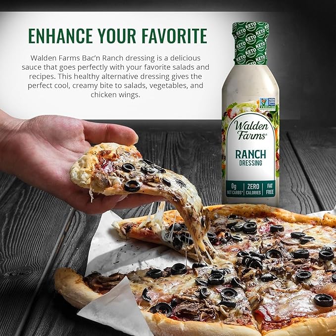 Walden Farms Ranch Dressing - Calorie-Free, Gluten-Free, Low Carb, Keto-Friendly, Sugar-Free, Dairy-Free Creamy Ranch Flavor - 2 Pack Value Pack, 12 oz Bottles