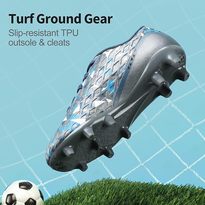 DREAM PAIRS Boys Girls Soccer Cleats Youth Firm Groud Athletic Outdoor Trainning Football Shoes for Little/Big Kid