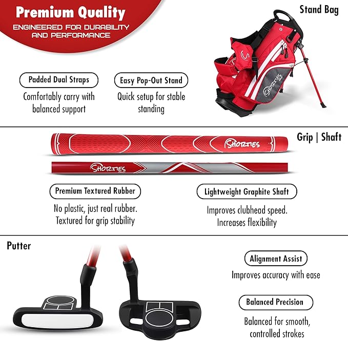 Kids Golf Club Set | Perfect for Toddler Golfers and Kids 34"-51" Tall | EasyCarry Stand Bag | Driver, 7-Iron, Putter, Headcover, and Rain Cover