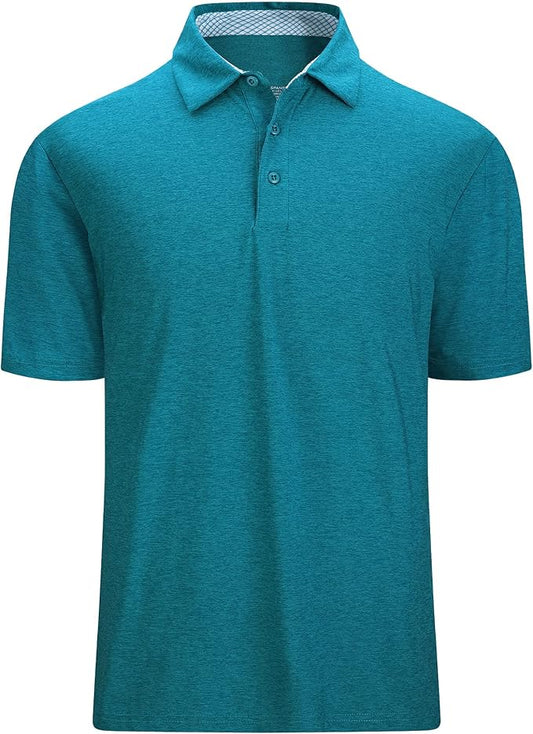 Damipow Premium Golf Shirts for Men Dry Fit Performance Polo Short Sleeve Collared Shirt