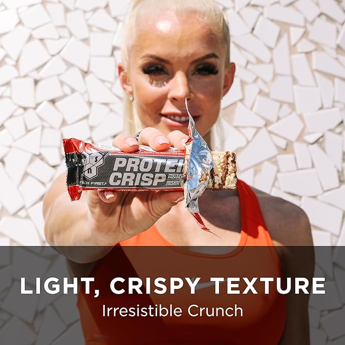 BSN Protein Bars - Protein Crisp Bar by Syntha-6, Whey Protein, 20g of Protein, Gluten Free, Low Sugar, Peanut Butter Crunch, 12 Count