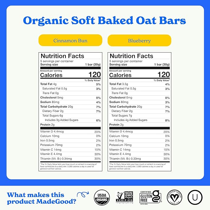 MadeGood Mornings Soft-Baked Oat Bars & Oat Cups Variety Pack (30 count)