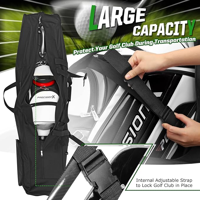 Golf Travel Bags for Airlines with Adjustable Support Rod and Detachable Shoulder Straps, Soft Foldable Golf Club Travel Covers, 900D Heavy Duty Oxford