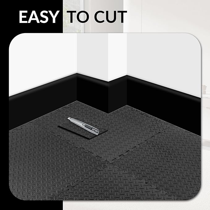 Puzzle Exercise Gym Flooring Mat, 3/4" Thick High-Density EVA Interlocking Tiles, Workout Mat for Home Gym, Fitness Equipment, MMA, Gymnastics, 24-Piece Shock-Absorbing Exercise Mat (96 Sq Ft)