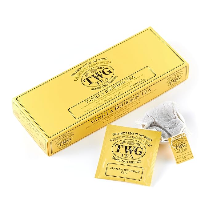 TWG Tea | Vanilla Bourbon Tea | Rooibos Tea | Vanilla | 15 Hand Sewn Cotton Tea Bags | Gift Set