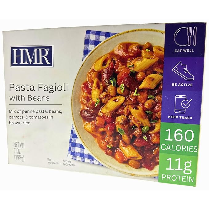 3-Pack HMR Pasta Fagioli Entrée | Pre-packaged Lunch or Dinner to Support Weight Loss | Ready to Eat | Vegetarian | 11g of Protein | Low Calorie Food | 8oz Serving per Meal