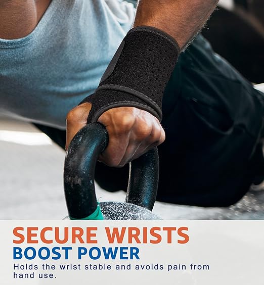 HiRui Breathable Wrist Brace (2 Pack) for Relieve Wrist Pain from Carpal Tunnel, Arthritis, Tendonitis, Sprain, TFCC | Adjustable Wrist Wraps Support for Weightlifting, Tennis - Fits All (Black)