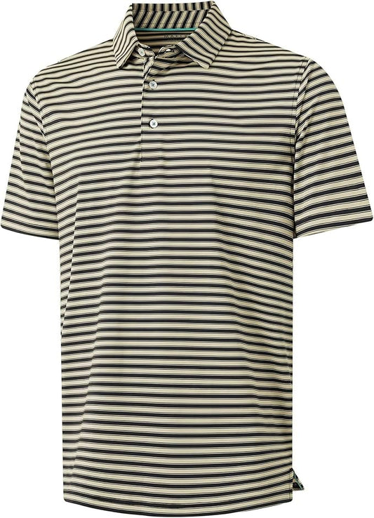 M MAELREG Golf Shirts for Men Short Sleeve Dry Fit Casual Striped Performance Moisture Wicking Collared Mens Polo Shirts