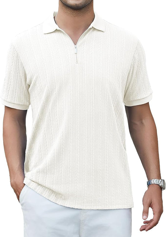Esabel.C Golf Shirts for Men Dry Fit Performance Short Sleeve Print Moisture Wicking Collared Shirt