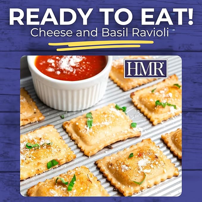 HMR Cheese and Basil Ravioli Entrée | Pre-packaged Lunch or Dinner | Ready to Eat | Vegetarian | 10g of Protein | Low Calorie Food | 8oz Serving per Meal | Pack of 6