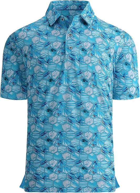 Damipow Premium Golf Shirts for Men Dry Fit Performance Polo Short Sleeve Collared Shirt