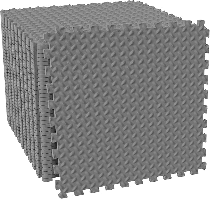 Puzzle Exercise Gym Flooring Mat, 1/2" Thick High-Density EVA Interlocking Tiles Workout Mat for Home Gym, Fitness Equipment, MMA, Gymnastics, 36-Piece Shock-Absorbing Exercise Mat (144 Sq Ft)