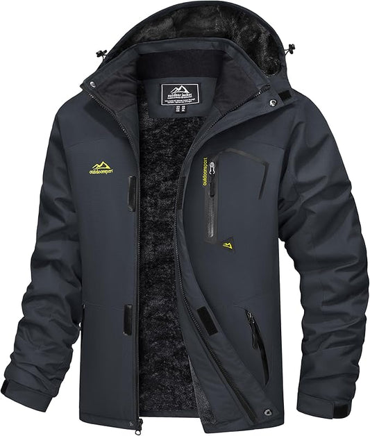 MAGCOMSEN Men's Winter Coats Water Resistant Ski Snow Jacket Warm Fleece Jacket Parka Raincoats With Multi-Pockets