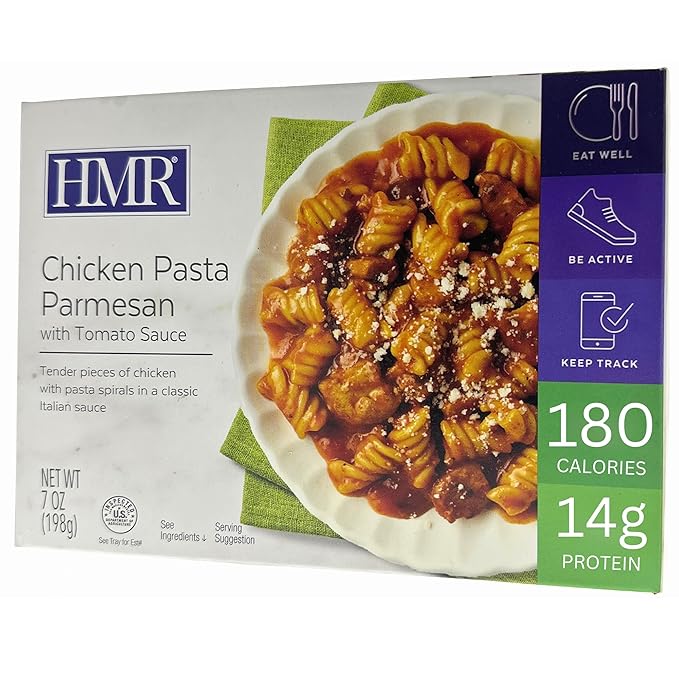 3-Pack HMR Chicken Pasta Parmesan Entrée | Pre-packaged Lunch or Dinner to Support Weight Loss | Ready to Eat | 14g of Protein | Low Calorie Food | 8oz Serving per Meal