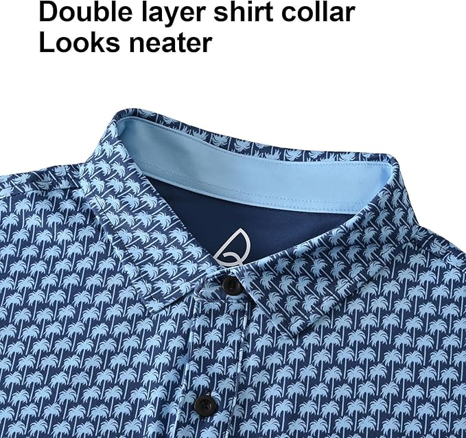 DEOLAX Mens Polo Shirts Fashion Print Mens Golf Shirt Dry Fit Mens Golf Polo Short Sleeve Quick Dry Funny Golf Shirt for Men