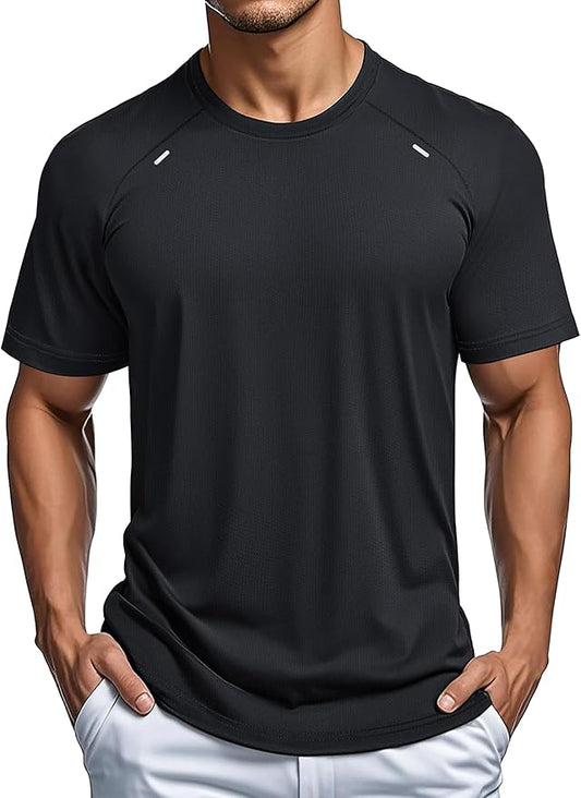 MAGCOMSEN Men's Dry Fit Shirts Mesh Short Sleeve Athletic Lightweight Workout Performance Hiking Shirt