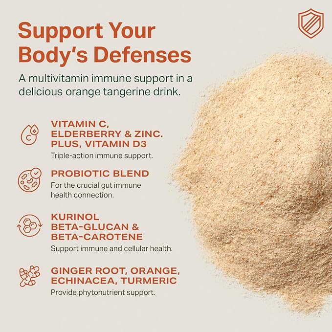Proper, The Oranges Immune Support Supplement. Orange Tangerine Drink Mix. Elderberry Vitamin C and Zinc Complex with Echinacea, Immunity Vitamins, Phytonutrients and Gut Health Probiotic