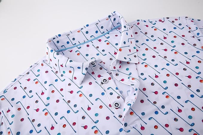 SAMERM Golf Shirts for Men Super Stretch Jacquard Dry Fit Golf Polo Moisture Wicking Short Sleeve Polo Shirts for Men