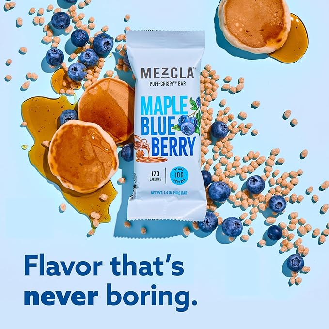 Mezcla Puff Crispy Protein Bars, Gluten Free & Vegan Protein Bars, 10g Protein, Alt for Crispy Rice Treat, Granola Bars & Breakfast Bars, Healthy Snacks for Adults, Variety Pack, 8 Count